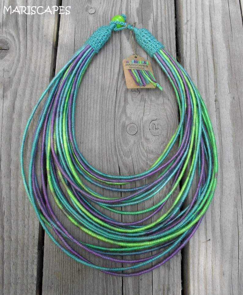 Pastel Sea yarn-wrapped necklace image 3