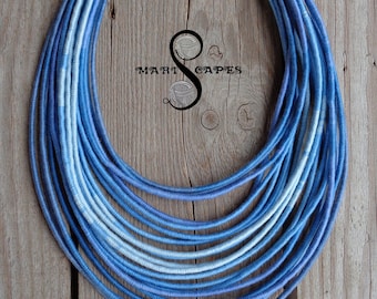 Blue OMBRE yarn-wrapped necklace - soft & lightweight / gradient / ombre / COTTON necklace