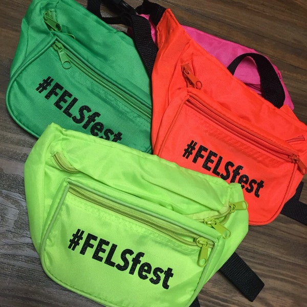 Neon Custom Printed Fanny Packs, Bachelorette Fanny Pack, Sorority Fanny Pack, Tailgate Fanny Pack, Concert Fanny Pack