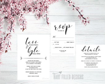 Printable Wedding Invitation, Digital File, Simple Wedding Invitation, Modern,