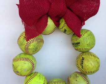 Burlap Softball Wreath