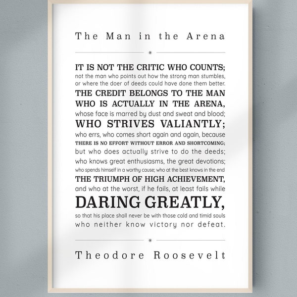 Man in the Arena / Daring Greatly Quote | Printable Wall Decor