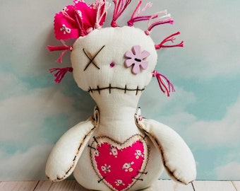 Unique monster Art Doll: Handmade Gothic Fabric Doll