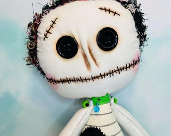 Handmade Fabric Monster Art Doll: Gothic Creepy Decor