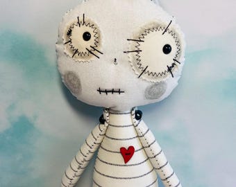 Handmade Monster Fabric Doll: Creepy Gothic Stuffed Toy, Raggedy Style Friend