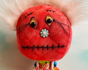 Handmade Monster Fabric Doll, Gothic Art Doll, Candy