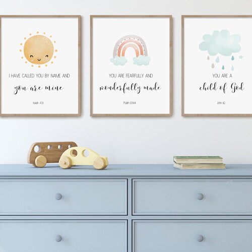 Church Nursery Art Christian Kids Scripture Art Prints Etsy