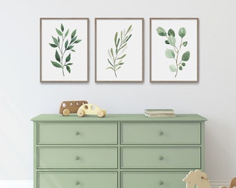 Botanical Nursery Wall Art, Gender Neutral, Leaf Prints, Plant Poster, Kids Room Decor, Foliage Greenery, Bedroom Wall Decor, Home Decor