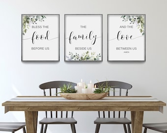 Bless the Food Before Us, the Family Beside Us and the Love Between Us, Dining Room Wall Art, Christian Gift, Kitchen Wall Decor Bible Verse
