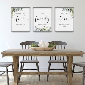 Bless the Food Before Us, the Family Beside Us and the Love Between Us, Dining Room Wall Art, Christian Gift, Kitchen Wall Decor Bible Verse