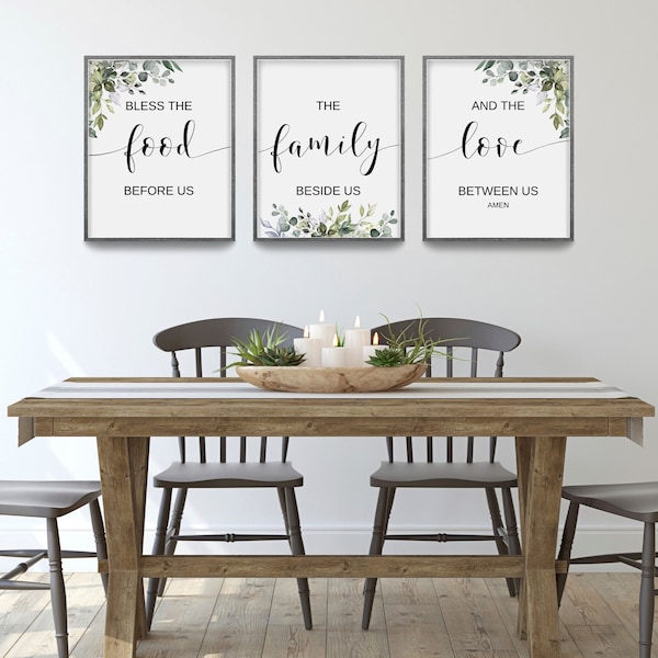 Bless the Food Before Us, Dining Room Wall Art, Christian Gift, Kitchen Wall Decor, Bible Verse Wall Art, Home Decor Gift, Scripture Poster