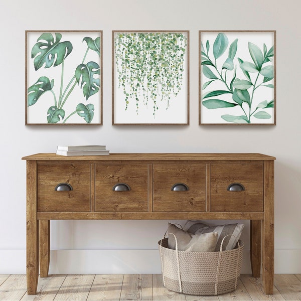 Botanical Print Set, Leaf Prints, Living Room Wall Art, Bedroom Wall Decor, Foliage Greenery, Plant Posters, Home Decor Gift, Watercolor