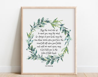 May the Road Rise Up to Meet You, Irish Blessing Print, Irish Prayer, Ireland Gift, Christian Gift, Wedding Gift, Green Wall Art, Watercolor