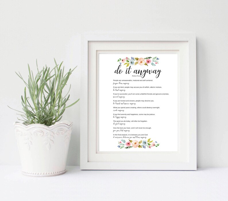 Mère Teresa Citation Fais-le Quand Même Faites-le quand même citation de Mère Teresa affiche de | Etsy