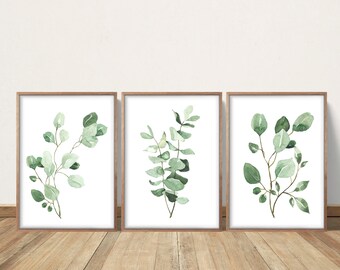 Botanical Print Set, Greenery Art, Bedroom Wall Decor, Plant Poster, Home Decor Gift, Foliage Watercolor, Leaf Print, Living Room Wall Art
