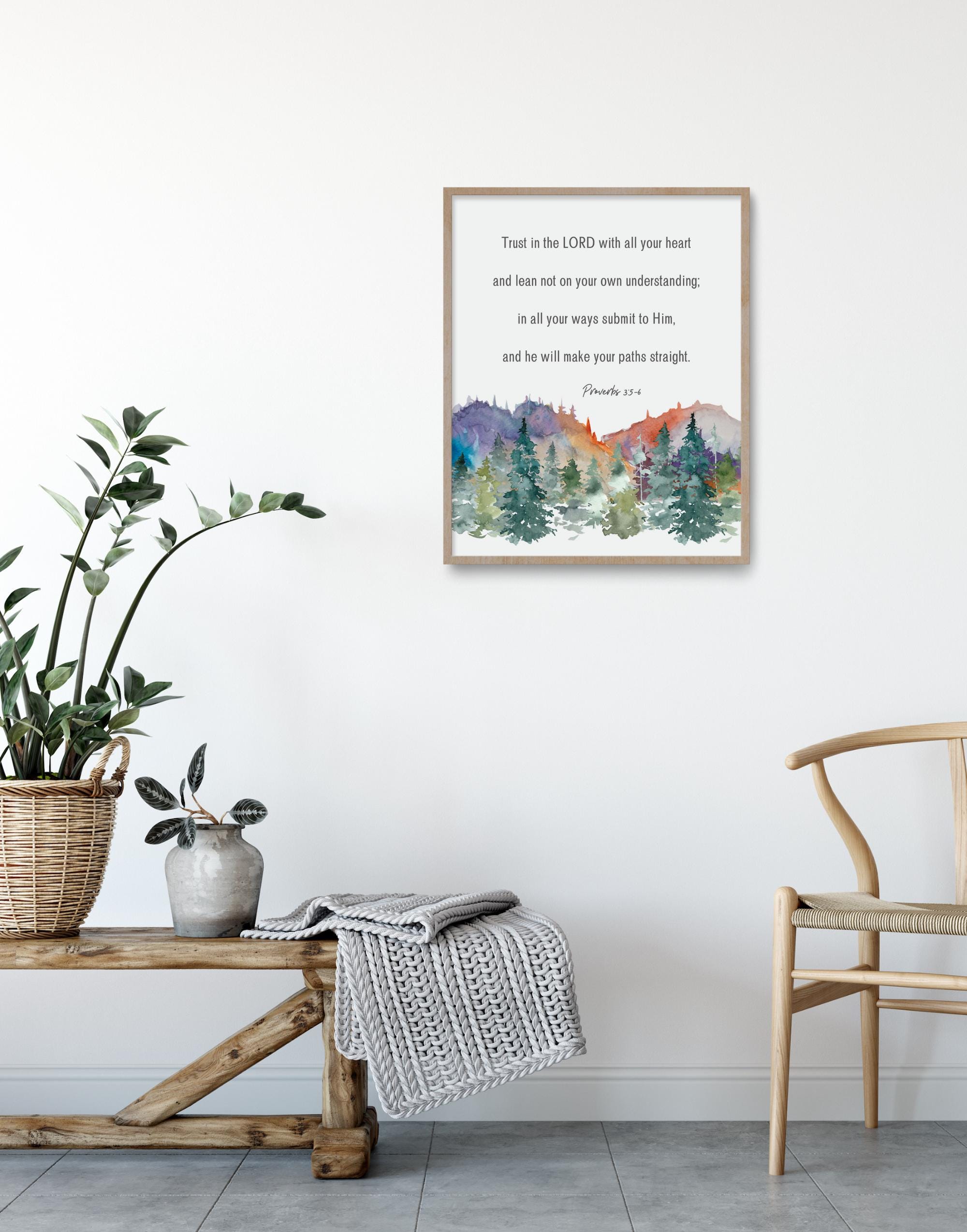 A17 Bibelvers Leinwand ‚Trust In The Lord‘ – Gerahmte Wandkunst 30,5x38,1 Cm, Christliches Geschenk Für Wohnzimmer Oder Büro