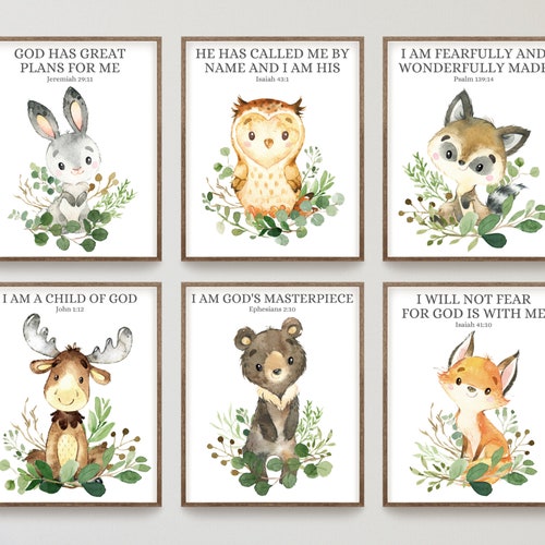 Church Nursery Art Christian Kids Scripture Art Prints Etsy