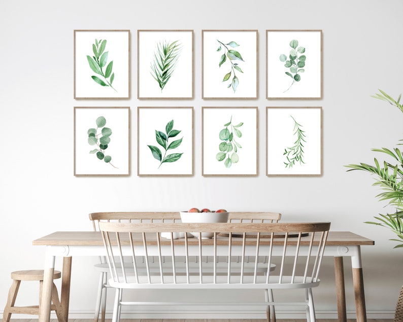 Plant Poster Living Room Wall Art Botanical Print Set Bedroom Wall Decor Leaf Print Greenery Foliage Gallery Wall Set Watercolor