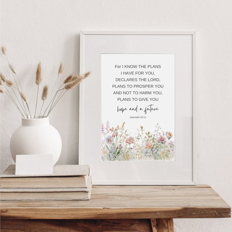 For I Know the Plans I Have for You Print, Jeremiah 2911, Bible Verse