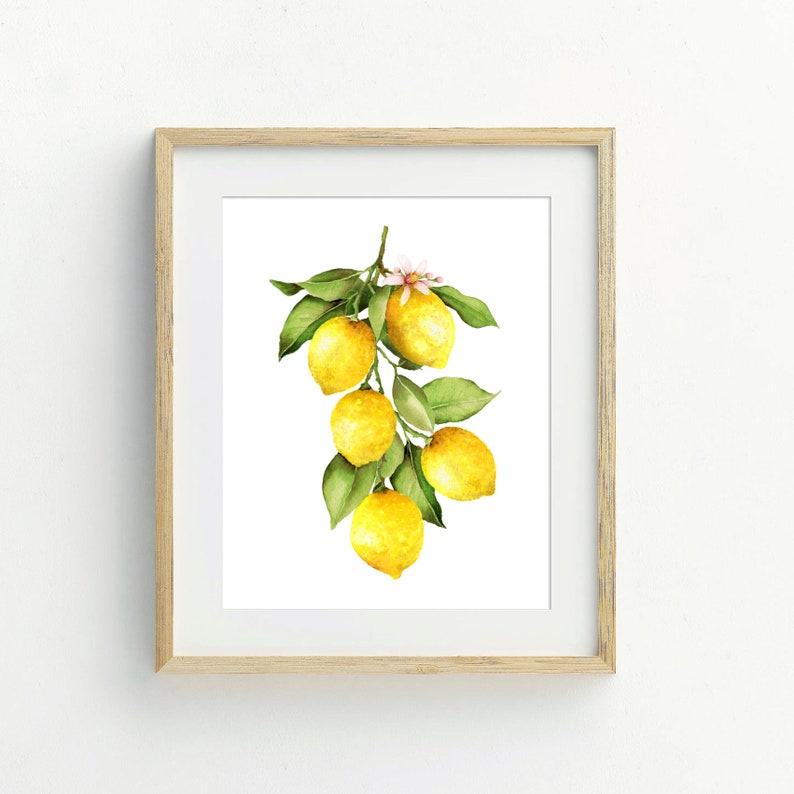 Lemon Kitchen Decor Yellow Wall Art Watercolor Fruit Print Farmhouse Kitchen Decor Watercolor Lemon Prints Printable Kitchen Wall Art