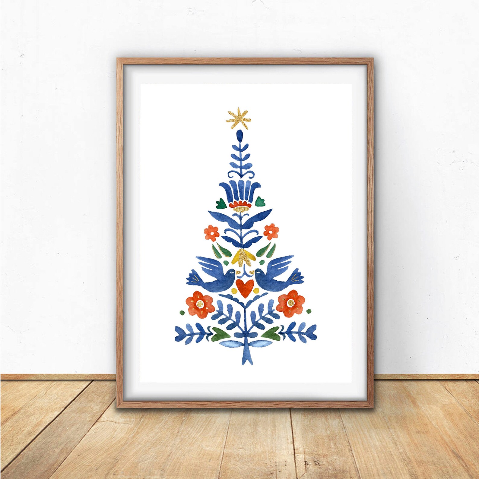 Scandinavian Christmas Print Watercolor Christmas Tree | Etsy