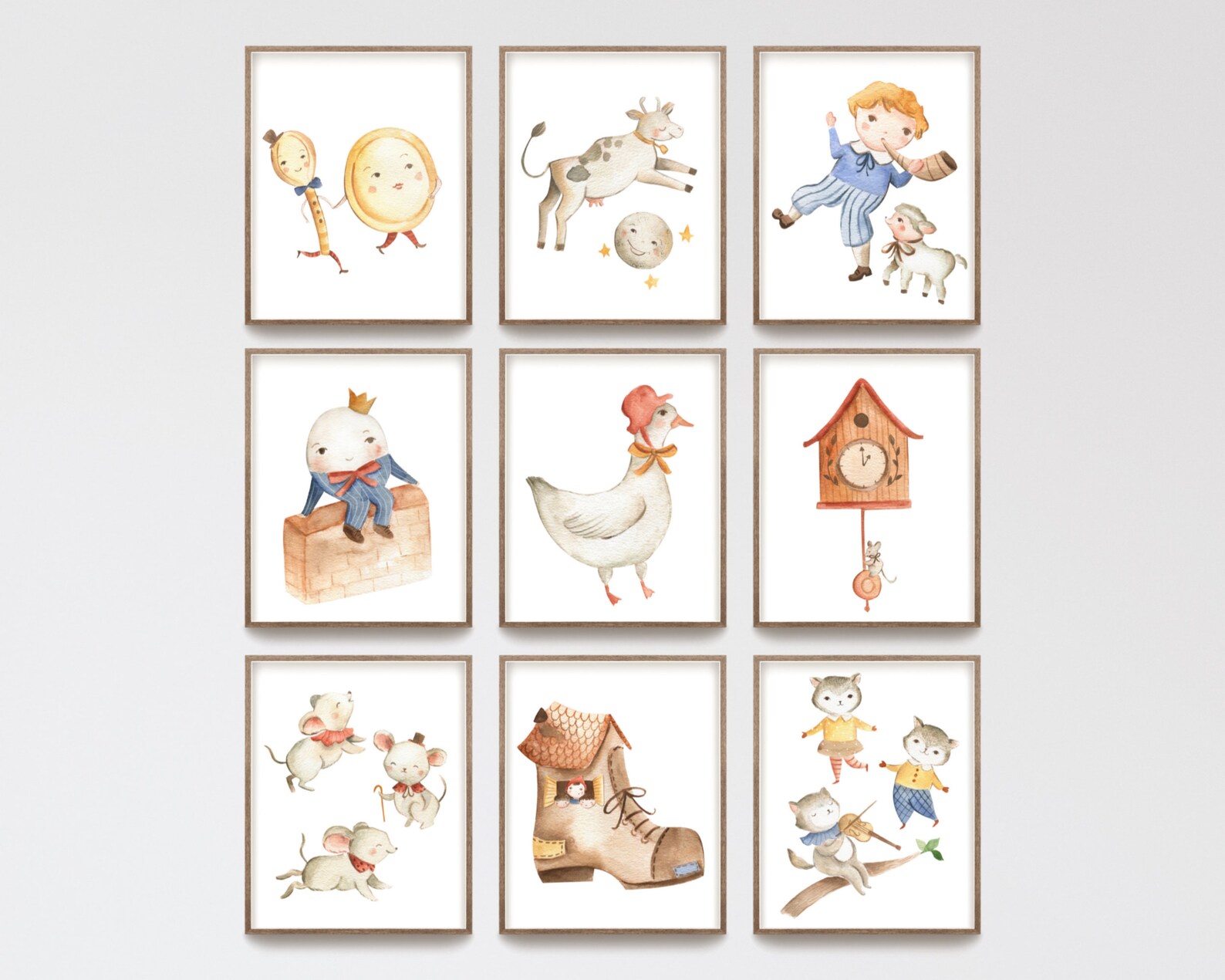 Set of 9 Nursery Rhyme Prints Nursery Wall Art Kids Room - Etsy