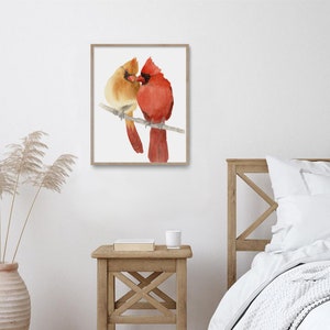 Cardinal Bird Painting, Red Cardinal Print, Anniversary Gift, Wedding ...