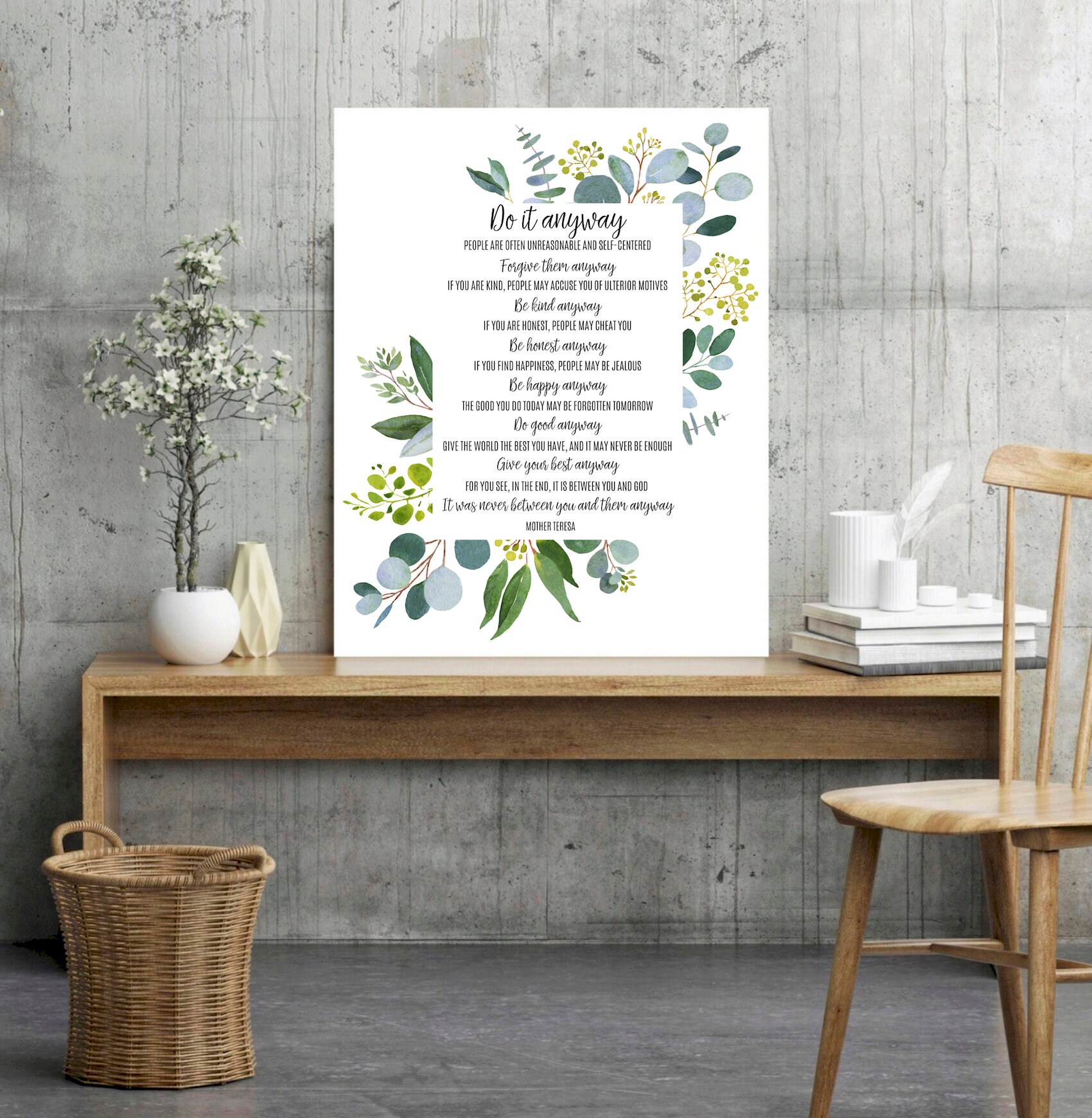 Stampa Artistica Con Citazione Di Madre Teresa - Regalo Ispiratore - Italia