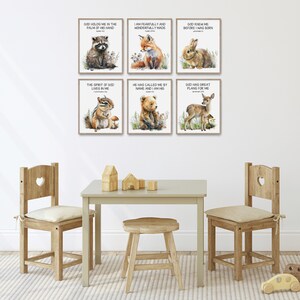 Christian Nursery Decor, Kids Bible Verse Wall Art, Watercolor Animals ...