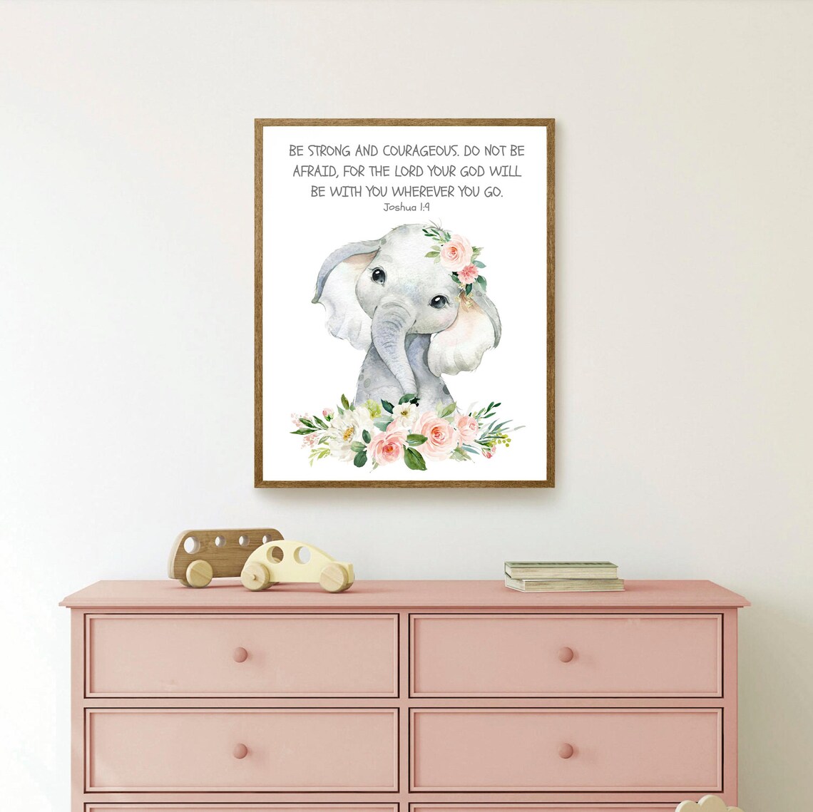 Kid's Bible Verse Wall Art Baby Elephant Print Christian Etsy