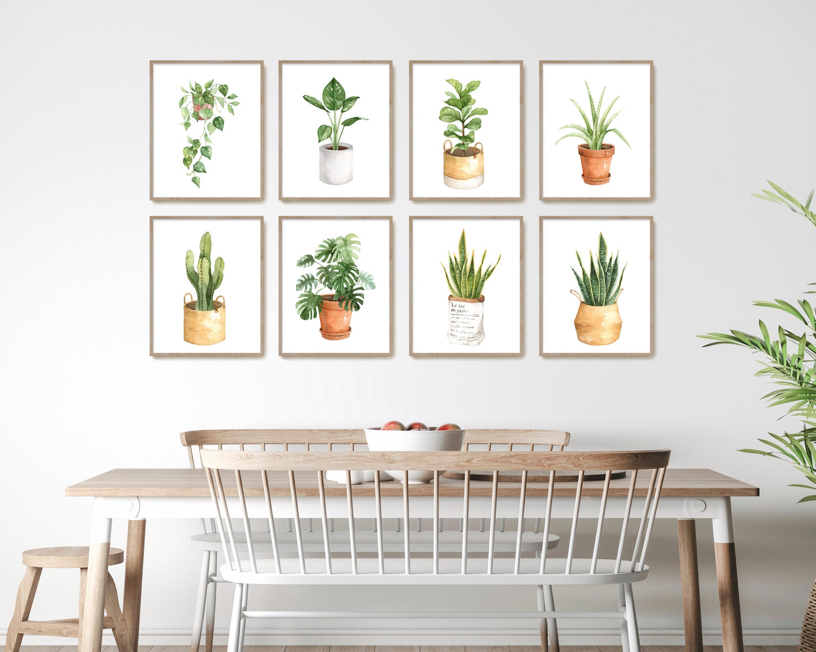 Botanical Print Set Living Room Wall Art Plant Poster Leaf | Etsy