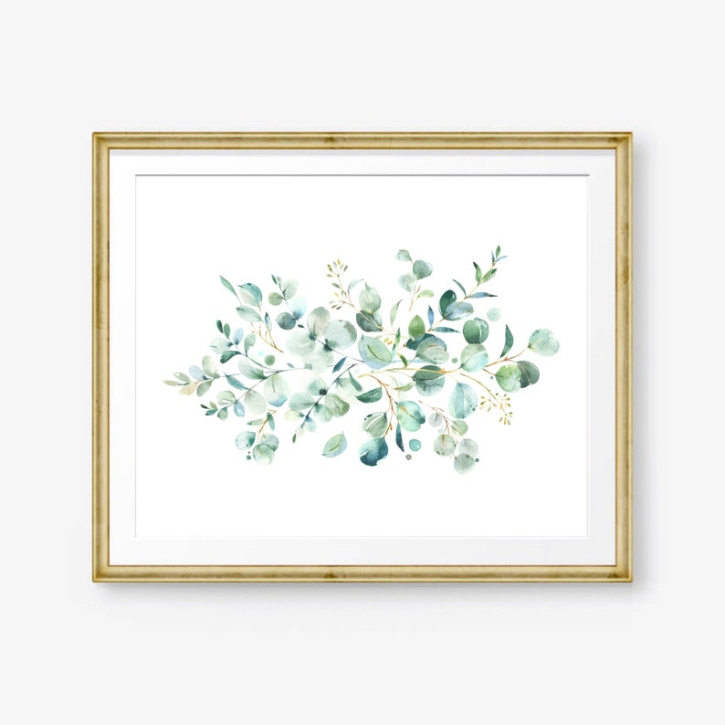 Horizontal Wall Art Greenery Watercolor Eucalyptus Prints Bedroom Set