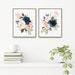 Navy and Blush Wall Art, Watercolor Flowers, Floral Bouquets, Baby Girl ...