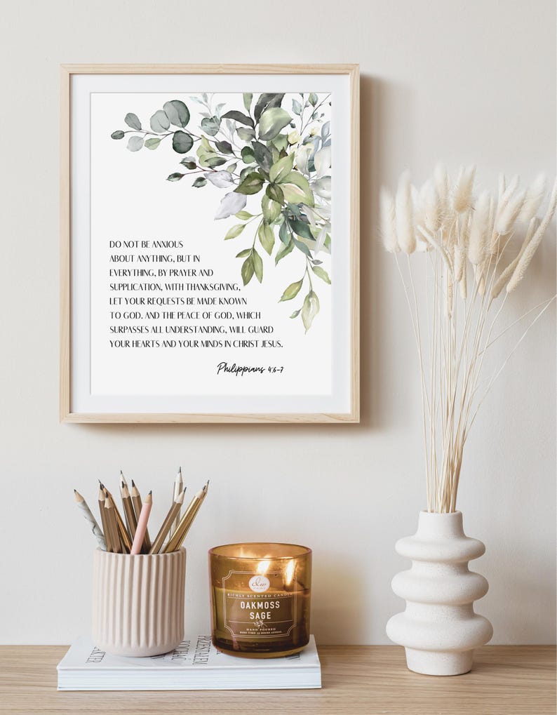 Philippians 4:6-7, Do Not Be Anxious About Anything, Bible Verse Wall ...