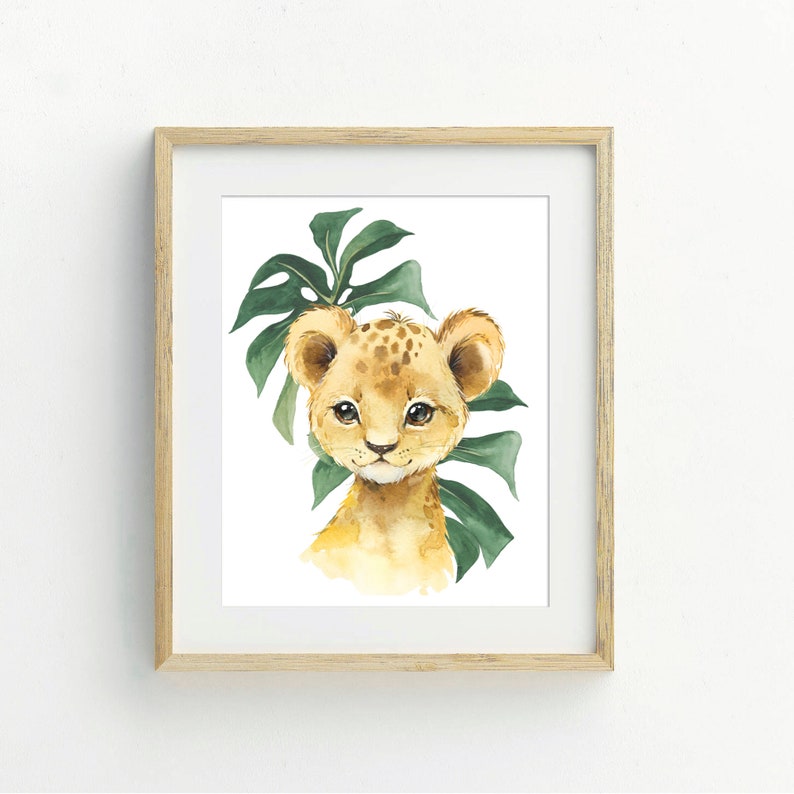 Download Tropical Leaves Watercolor Animal Prints Jungle Illustration Boys Room Decor Baby Boy Nursery Wall Art Kids Safari Nursery Decor Art Collectibles Digital Prints 330 Co Il