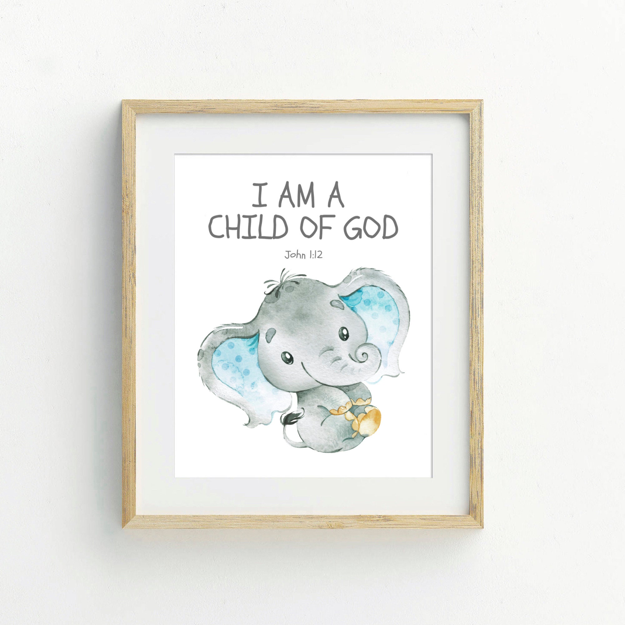 Kids Bible Verse Wall Art Baby Elephant Prints Nursery Wall Etsy