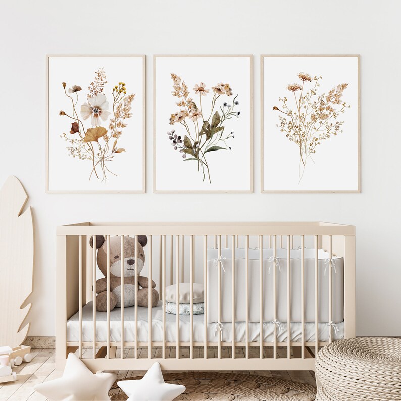 Wildflower Prints Baby Girl Nursery Wall Art Watercolor Etsy