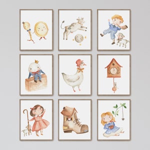 Nursery Rhymes, Nursery Wall Art, Kids Room Decor, Mother Goose, Humpty Dumpty, Childrens Art, Preschool Teacher, Watercolor Painting, Baby