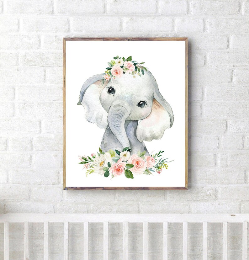Baby Elephant Wall Art Boho Nursery Safari Nursery Decor Etsy