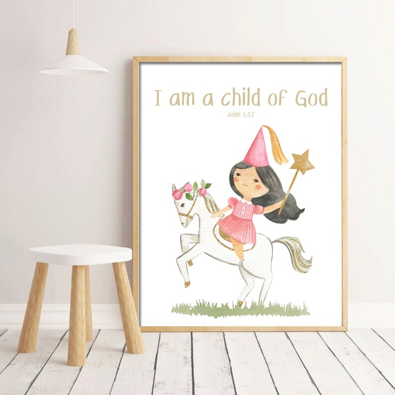I am a Child of God Princess Watercolor Painting Kids Bible image 0