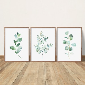 Eucalyptus Prints, Botanical Print Set, Plant Posters, Bedroom Wall Decor, Leaf Print, Living Room Wall Art, Home Decor Gift, Watercolor