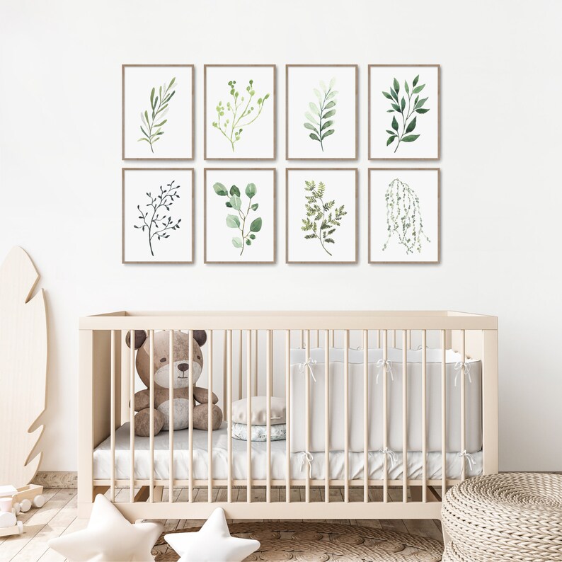 Botanical Nursery Wall Art Gender Neutral Leaf Prints Plant Etsy