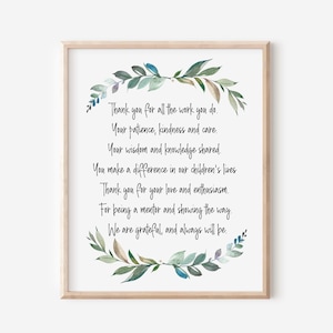 Carta de agradecimiento a los padres, carta de agradecimiento a los maestros, regalo de fin de año, arte minimalista, escuela primaria, asistente de maestro de jardín de infantes en edad preescolar