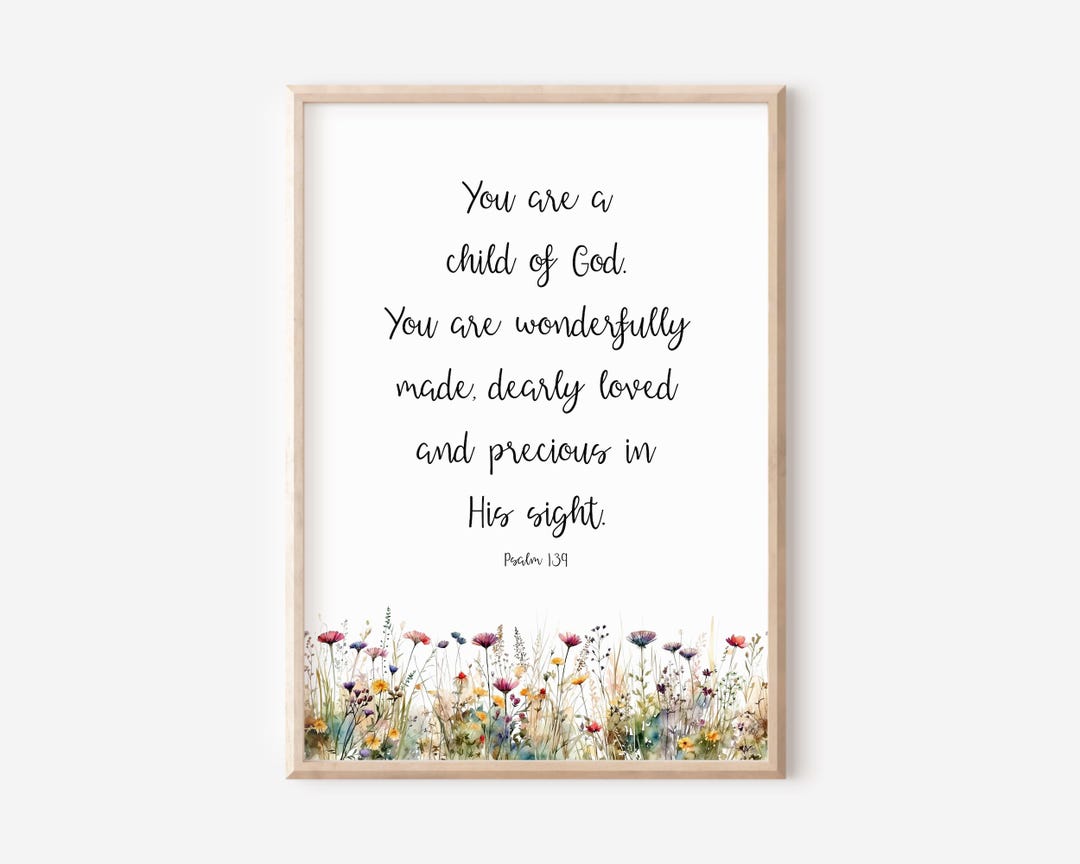 Psalm 139, You Are a Child of God, Bible Verse Wall Art, Baby Girl ...