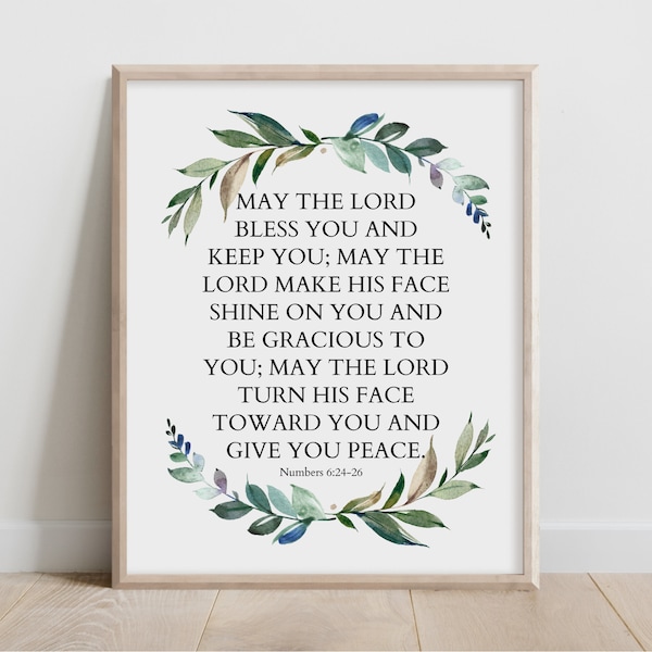 May the Lord Bless You and Keep You, Numbers 6 24 Print, Bible Verse Wall Art, Christian Gift for Women, Scripture Print, Bedroom Wall Decor