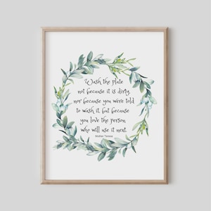 Wash the Plate, Mother Teresa Quote, Inspirational Wall Art, Kitchen Decor, Christian Gift, Printable Artwork, Watercolor Painting, Home