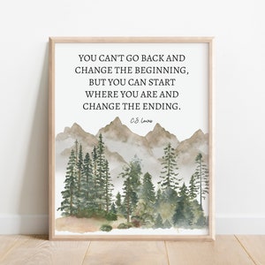 CS Lewis Quote, AA Recovery Anniversary, Inspirational Wall Art, Positive Quote, Sobriety Gift, Alcoholics Anonymous, Watercolor Mountains