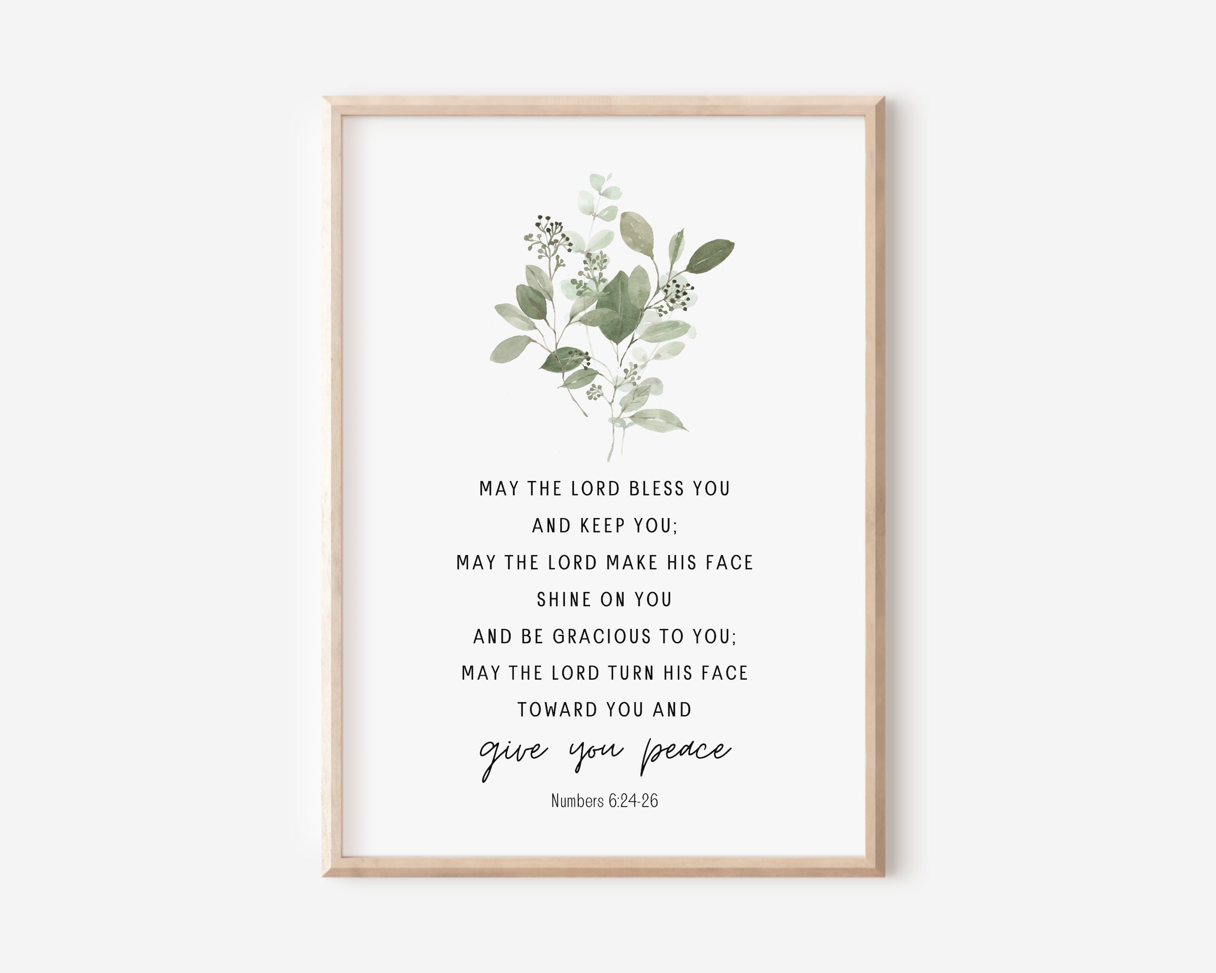Numbers 6:24-26, May the Lord Bless You and Keep You, Bible Verse Wall ...