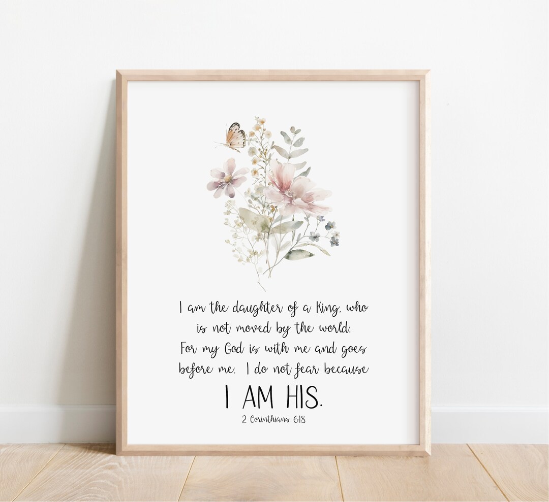 Dusty Rose Quad Scriptures I Am the Daughter of a King, Christian Nursery Decor, Kids Bible Verse ...