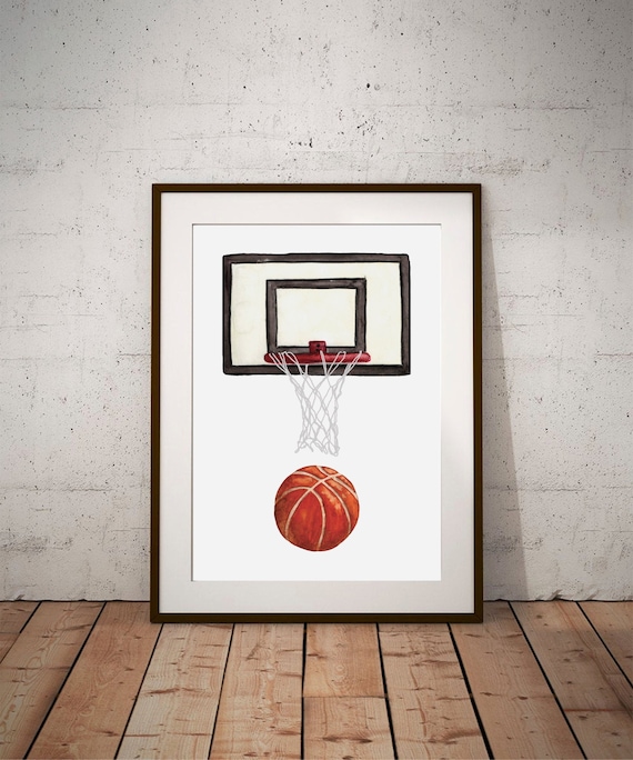 Impression de basket-ball, cadeau garçon adolescent, aquarelle sport,  décoration murale imprimable garçon, téléchargement numérique, oeuvre d'art  faite main, grand poster -  France